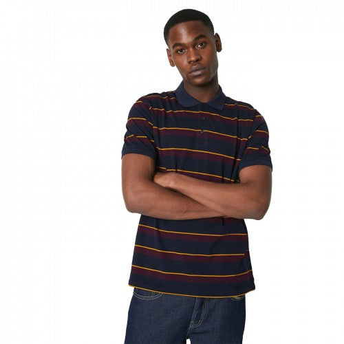 Front - Maine Mens College Stripe Polo Shirt