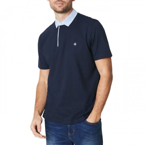 Front - Maine Mens Chambray Collared Polo Shirt