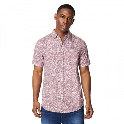 Front - Maine Mens Floral Distressed Short-Sleeved Shirt
