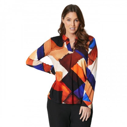 Front - Principles Womens/Ladies Abstract V Neck Shirt