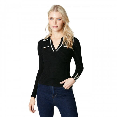 Front - Principles Womens/Ladies Tipped Ribbed V Neck Jumper