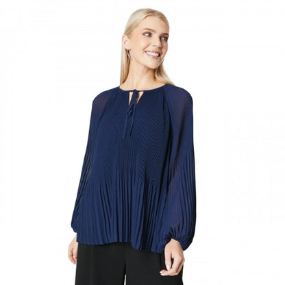 Front - Principles Womens/Ladies Pleated Tie Neck Top