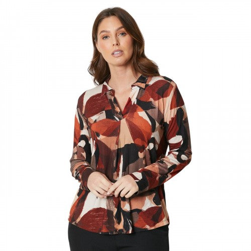 Front - Principles Womens/Ladies Geo Abstract V Neck Blouse