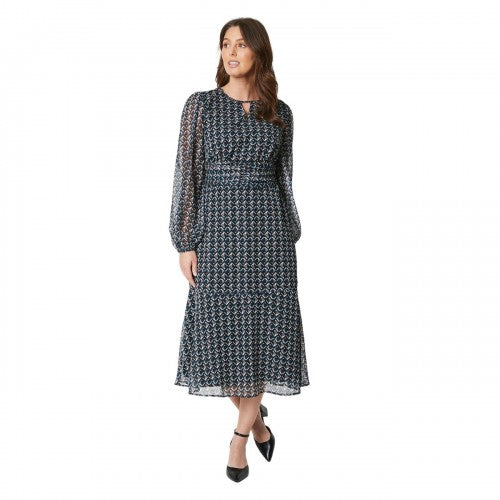 Front - Principles Womens/Ladies Geometric Keyhole Midi Dress