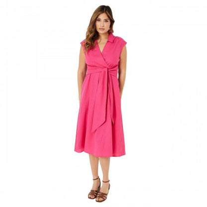 Front - Principles Womens/Ladies Linen Blend Wrap Midi Dress