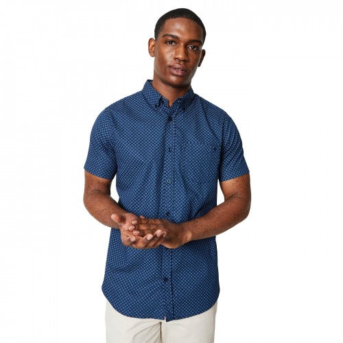 Front - Maine Mens Dotted Short-Sleeved Shirt