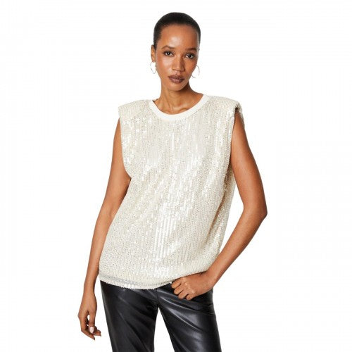 Front - Principles Womens/Ladies Sequin Padded Shoulder Top