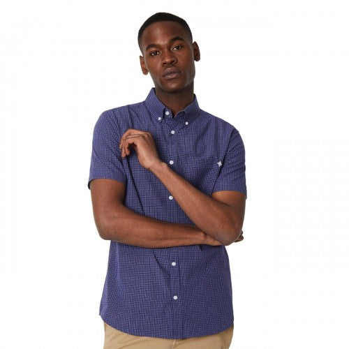 Front - Maine Mens Graph Checked Seersucker Short-Sleeved Shirt
