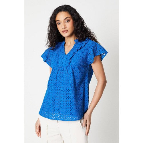 Front - Principles Womens/Ladies Broderie Frill Neck Top