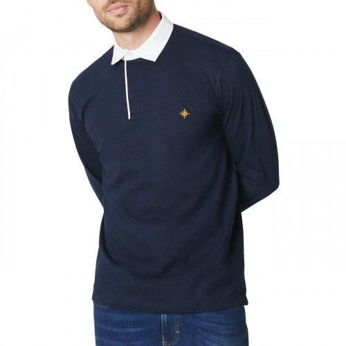 Front - Maine Mens Embroidered Long-Sleeved Rugby Shirt