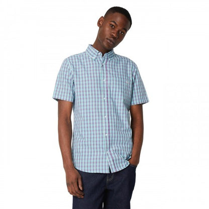 Front - Maine Mens Grid Checked Short-Sleeved Shirt