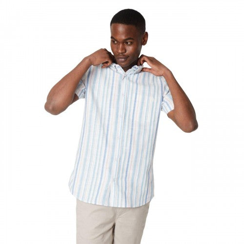 Front - Maine Mens Striped Dobby Pastel Short-Sleeved Shirt