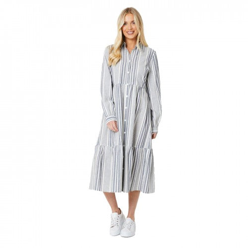 Front - Principles Womens/Ladies Stripe Poplin Petite Midi Shirt Dress