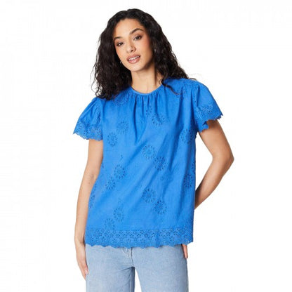 Front - Principles Womens/Ladies Broderie Flutter Top