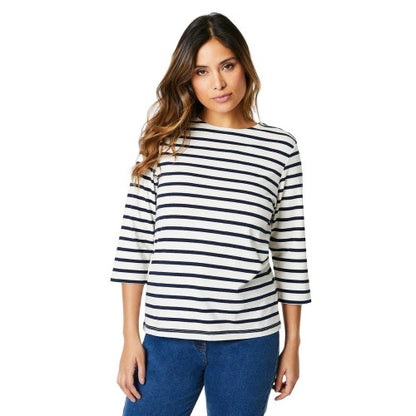 Front - Principles Womens/Ladies Stripe Jersey 3/4 Sleeve T-Shirt