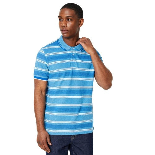 Front - Maine Mens Multi Stripe Pique Polo Shirt