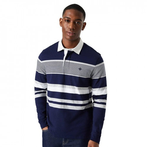 Front - Maine Mens Placement Stripe Oxford Rugby Shirt