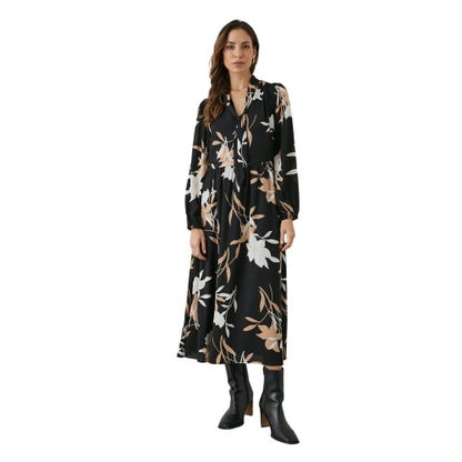 Front - Principles Womens/Ladies Floral Satin Tie Neck Midi Dress