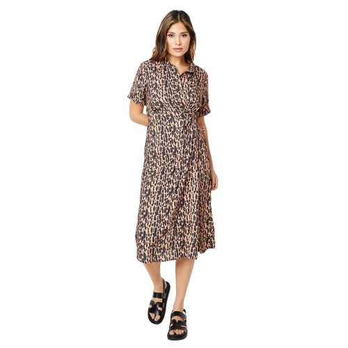 Front - Principles Womens/Ladies Spotted Drape Detail Shirt Dress