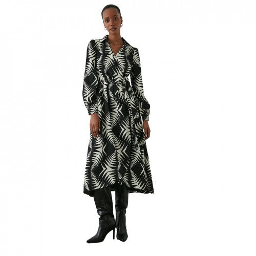 Front - Principles Womens/Ladies Abstract Satin Collared Midi Dress