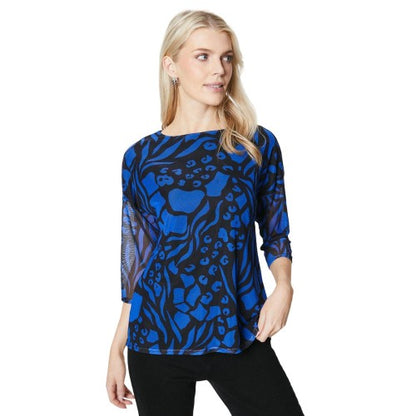 Front - Principles Womens/Ladies Animal Print Mesh Panel Top