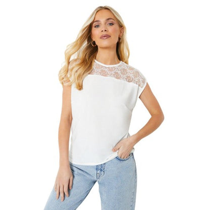 Front - Principles Mens Jersey Lace Detail Petite Top
