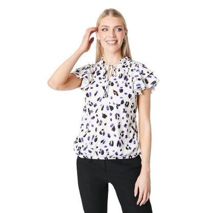 Front - Principles Womens/Ladies Animal Print Bubble Hem Flute Top