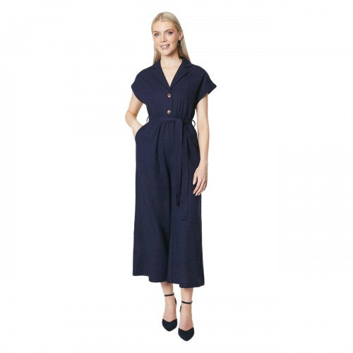 Front - Principles Womens/Ladies Linen Blend Belt Jumpsuit
