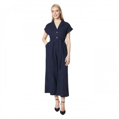 Front - Principles Womens/Ladies Linen Blend Belt Jumpsuit