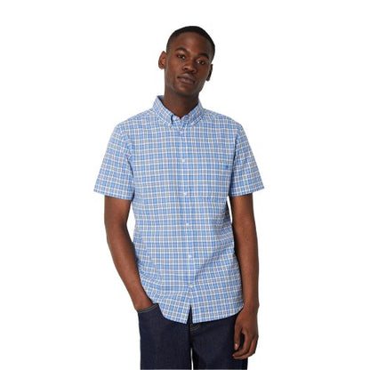 Front - Maine Mens Highlight Check Plaid Short-Sleeved Shirt