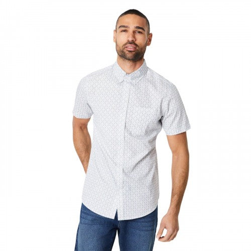 Front - Maine Mens Box Geo Tile Print Short-Sleeved Shirt
