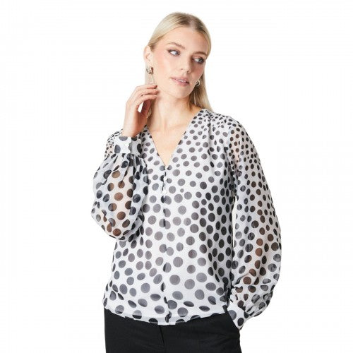 Front - Principles Womens/Ladies Border Spot V Neck Top