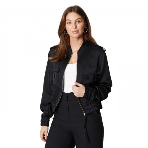 Front - Principles Womens/Ladies Satin Pocket Bomber Jacket