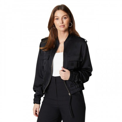 Front - Principles Womens/Ladies Satin Pocket Bomber Jacket