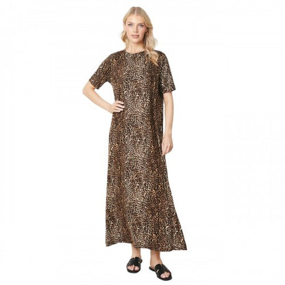 Front - Principles Womens/Ladies Animal Print Jersey Split Hem Maxi Dress
