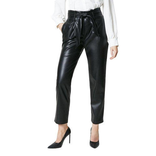 Front - Principles Womens/Ladies Faux Leather Paperbag High Waist Trousers