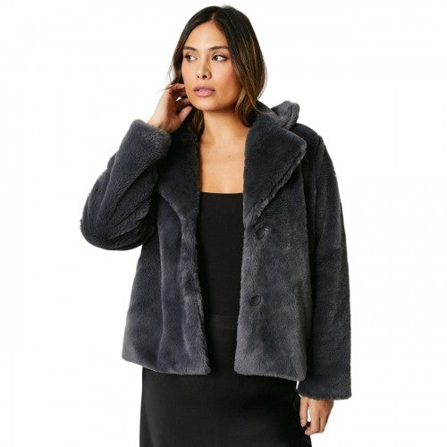 Front - Maine Womens/Ladies Faux Fur Single-Breasted Coat