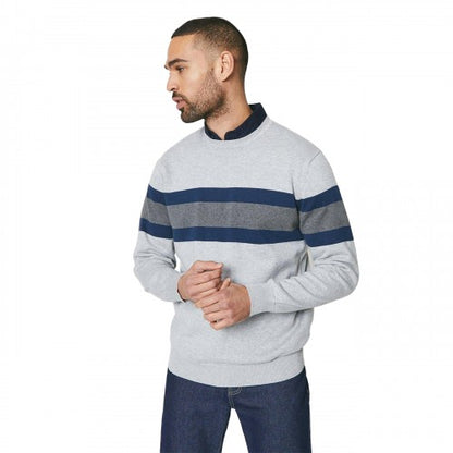 Front - Maine Mens Chest Stripe Crew Neck Jumper