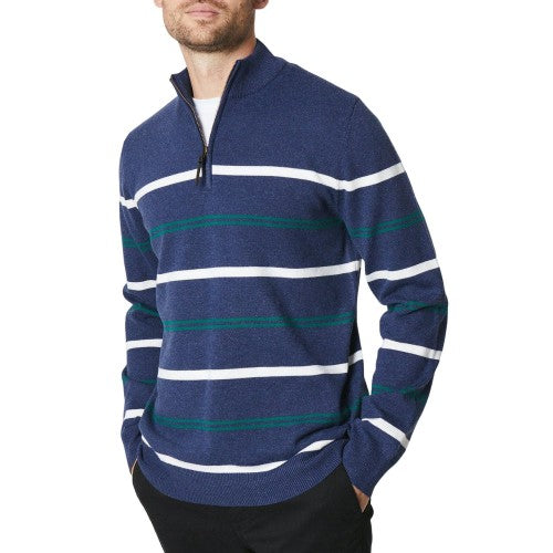 Front - Maine Mens Multi Stripe Half Zip Sweatshirt