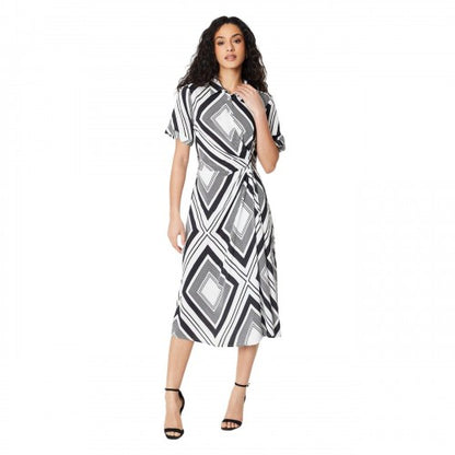 Front - Principles Womens/Ladies Geometric Drape Detail Shirt Dress