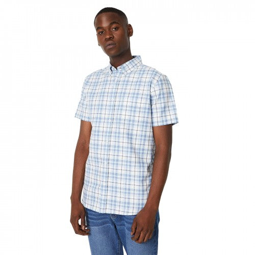 Front - Maine Mens Graph Checked Oxford Short-Sleeved Shirt