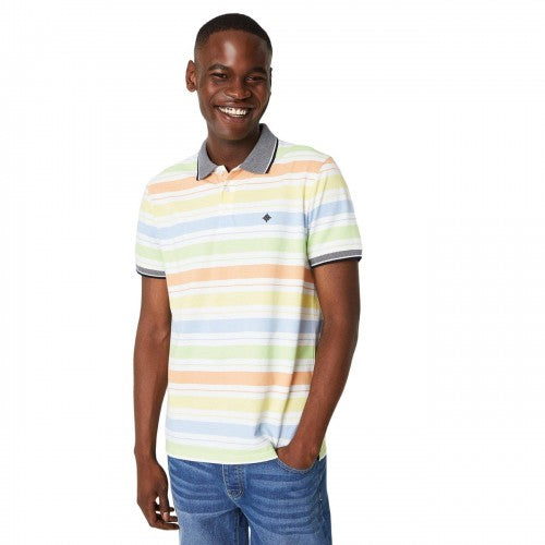 Front - Maine Mens Stripe Summer Polo Shirt