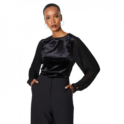 Front - Principles Womens/Ladies Velvet Pleated Sleeve Top