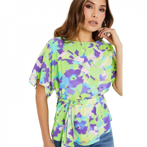 Front - Principles Womens/Ladies Abstract Floral Belt Batwing Sleeve Top