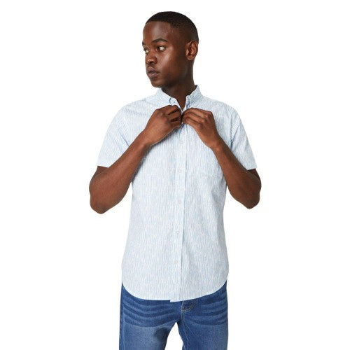 Front - Maine Mens Linear Short-Sleeved Shirt