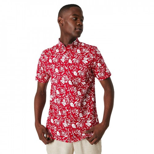 Front - Maine Mens Floral Short-Sleeved Shirt