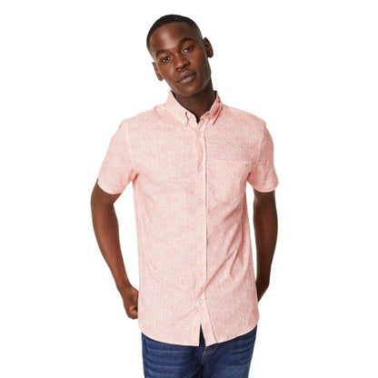 Front - Maine Mens Tile Print Short-Sleeved Shirt
