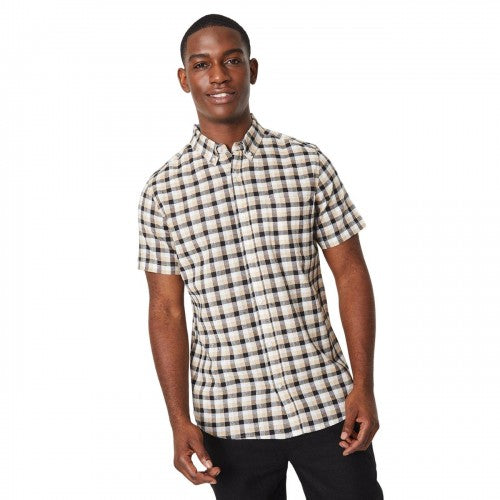 Front - Maine Mens Box Check Short-Sleeved Shirt