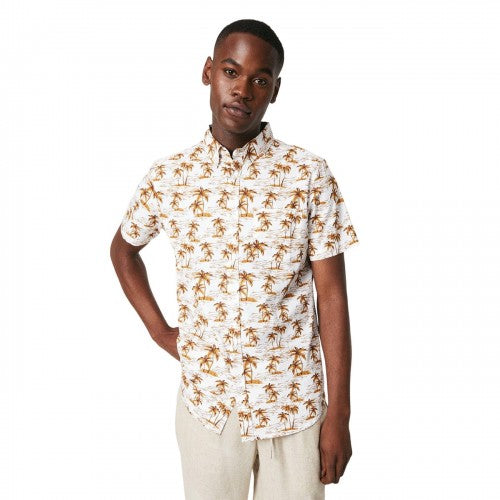 Front - Maine Mens Palm Tree Short-Sleeved Shirt