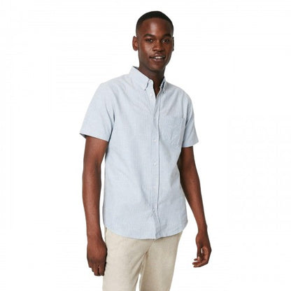 Front - Maine Mens Fine Stripe Oxford Short-Sleeved Shirt